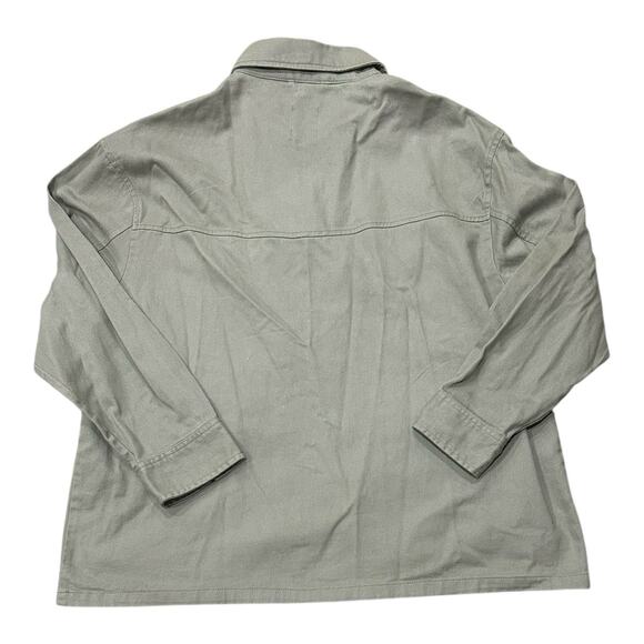 Primark Chore Jacket Women's Large 10-12 Green Utility Military Barn Button Down - Picture 2 of 6